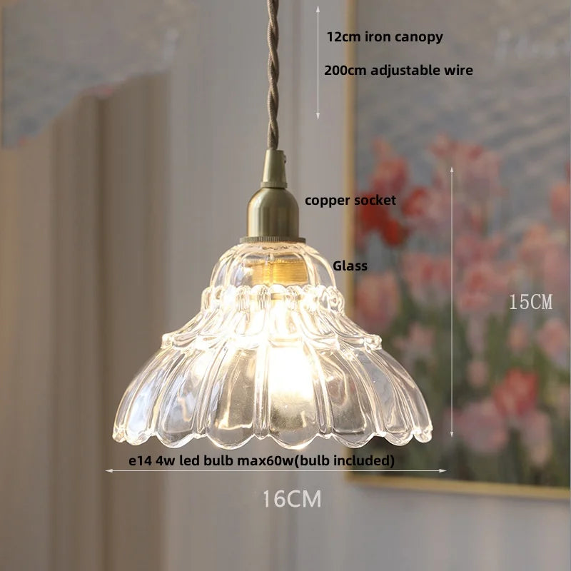 Helnys Amber Glass Pendant Light - Nordic Modern LED Fixture with Adjustable Wire