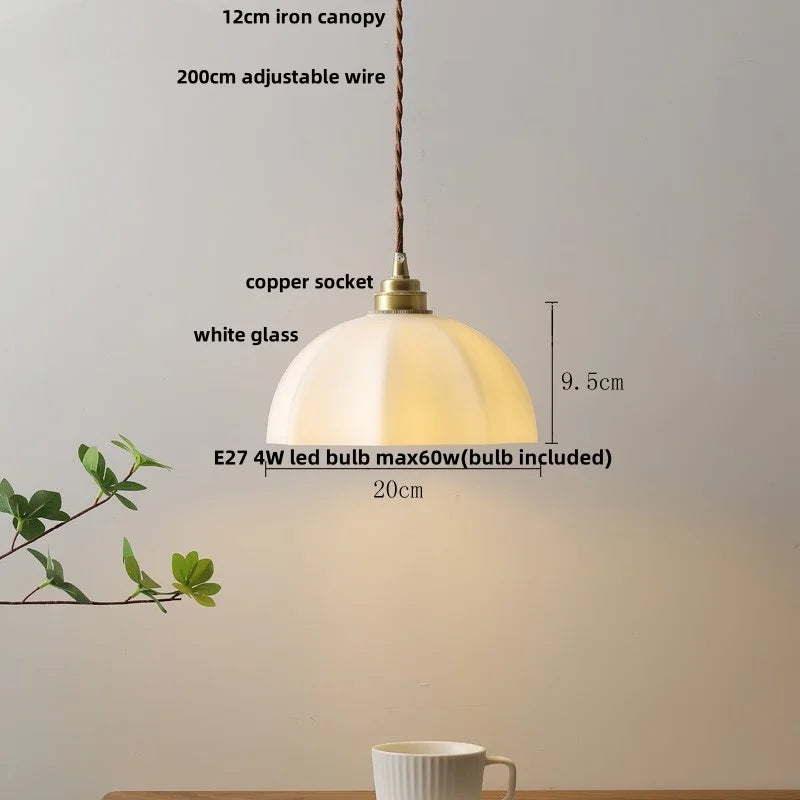 Helnys White Glass LED Pendant Lamp Modern Nordic Hanging Lights for Home