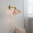 Helnys Pink Butterfly Glass LED Wall Light for Indoor Living Room & Bedroom