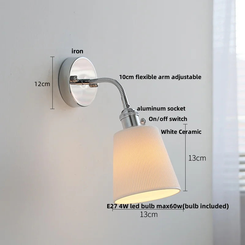 Helnys Colorful Glass Bedside Lamp Sconce | Flexible Arm LED Wall Lights | Modern Nordic Design
