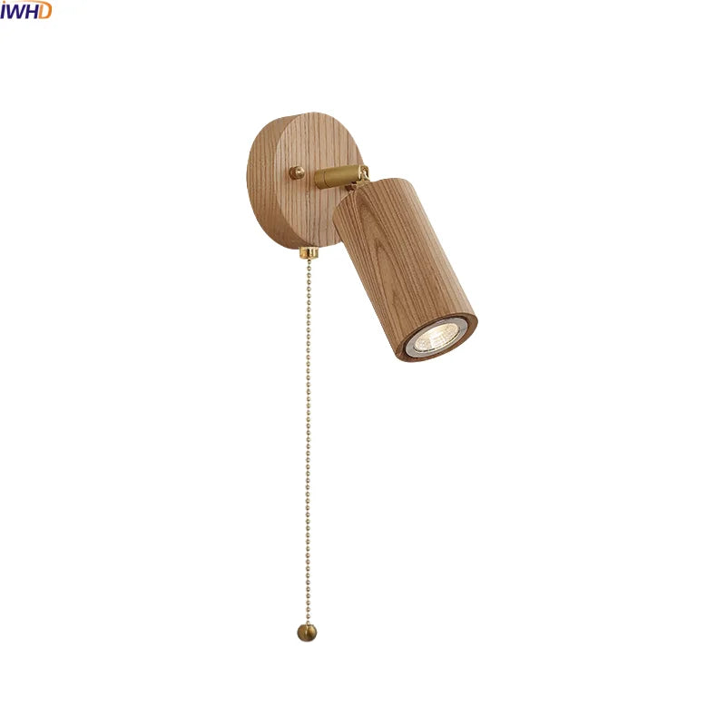 Helnys Wooden Up Down LED Wall Light with Pull Chain Switch