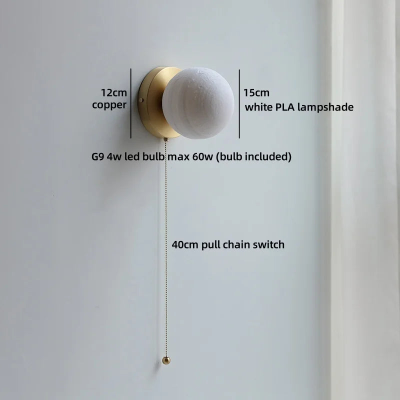 Helnys White Ball LED Wall Light - Modern Nordic Living Room Bedside Lamp