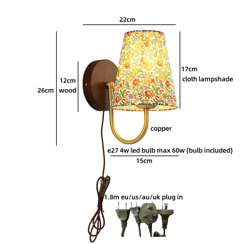 Helnys Flower Cloth LED Wall Lamp for Bedroom Girls - Wall Art Decor Stair Light