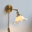 Helnys White Flower Ceramic Wall Lamp Sconce Plug In Switch Bedroom Stair Bathroom