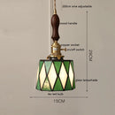 Helnys Vintage Europe Style LED Pendant Light with Wood, Copper, Glass Lampshade