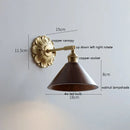 Helnys LED Wall Sconce Switch Wood Bedroom Living Room Copper Arm Wall Light