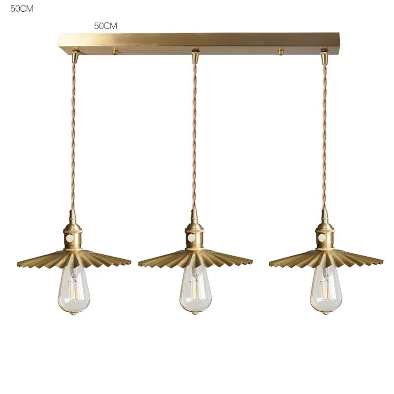 Helnys Nordic Copper LED Pendant Light with Knob Switch - Modern Hanging Lamp
