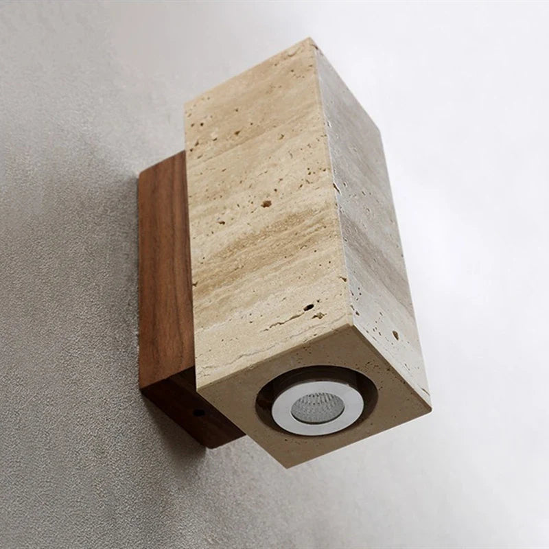 Helnys LED Wall Light Yellow Travertine Stone Living Room Decor Stair Lamp