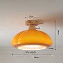 Helnys Glass LED Pendant Light 30W Vintage Wood Hanging Lamp