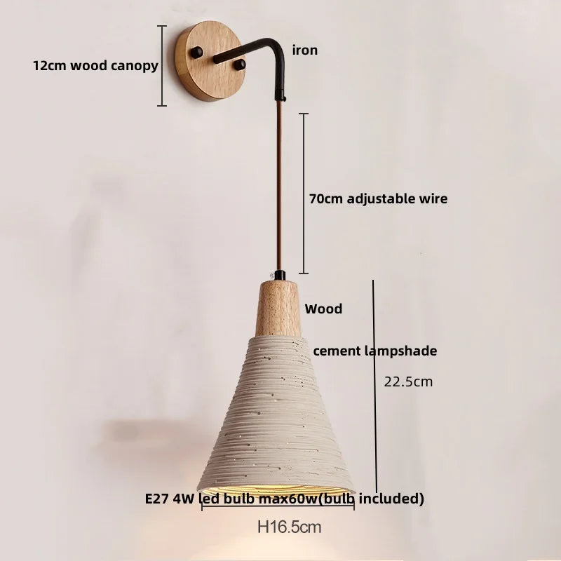 Helnys Nordic LED Wall Lights Wood Cement Interior Decor Sconce Lampara De Pared