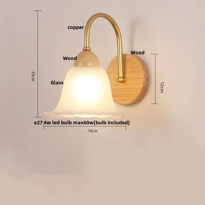 Helnys Nordic Glass LED Wall Light with Pull Chain Switch - Stylish Sconce for Home Decor
