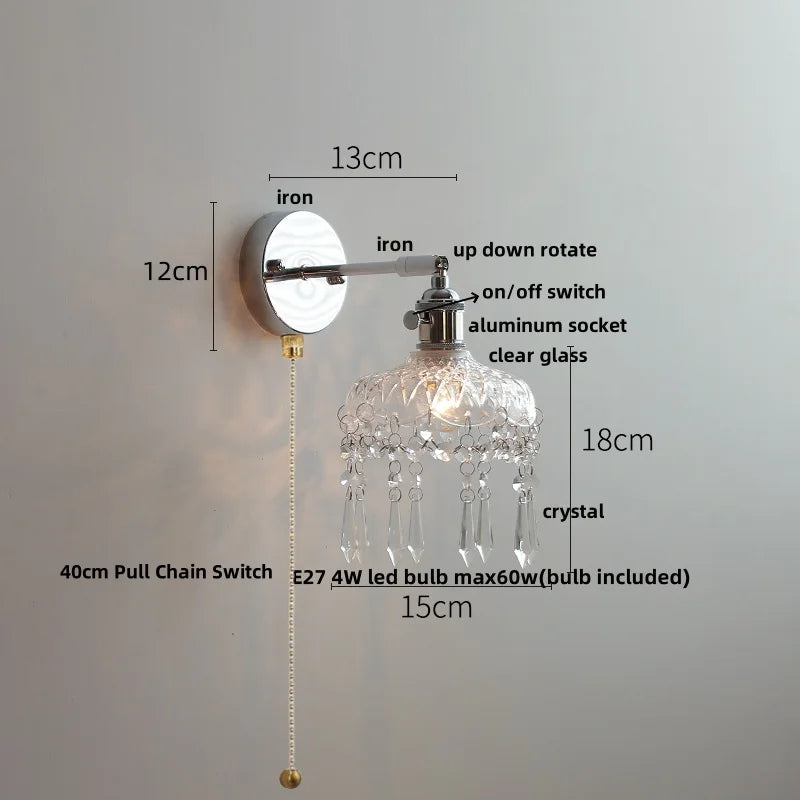 Helnys Modern Ceramic Wall Light with Pull Chain Switch