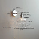 Helnys Crystal LED Wall Light with Pull Chain Switch - Modern Nordic Bedside Lamp