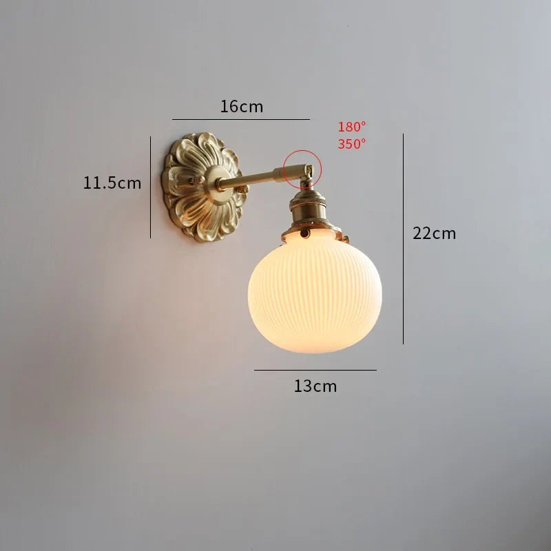 Helnys Smoke Gray Glass LED Wall Sconce - Modern Copper Wandlamp Fixtures