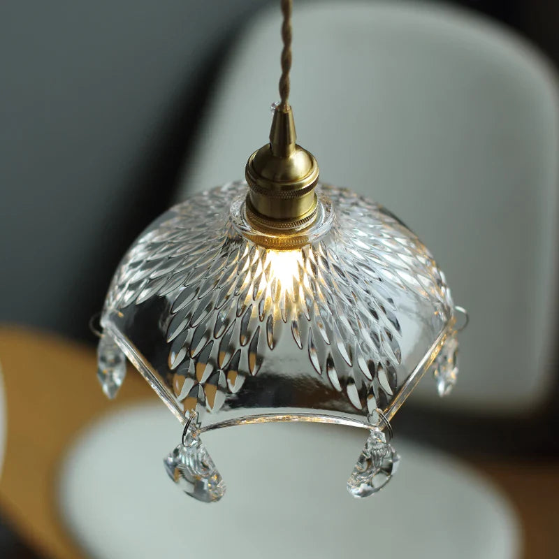 Helnys LED Glass Pendant Lights Adjustable Indoor Home Decor Hang Lamp
