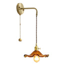 Helnys Amber Glass LED Wall Sconce for Living Room, Bedroom, Bar - Copper Wall Lamp