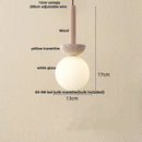 Helnys White Glass LED Pendant Lights - Modern Nordic Yellow Travertine Wood Hang Lamp