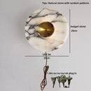 Helnys Round Bulgari Stone Shade Pull Chain Switch LED Wall Lamp for Luxury Living Room