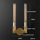 Helnys Copper Glass LED Wall Lamp Sconce for Bedroom Living Room