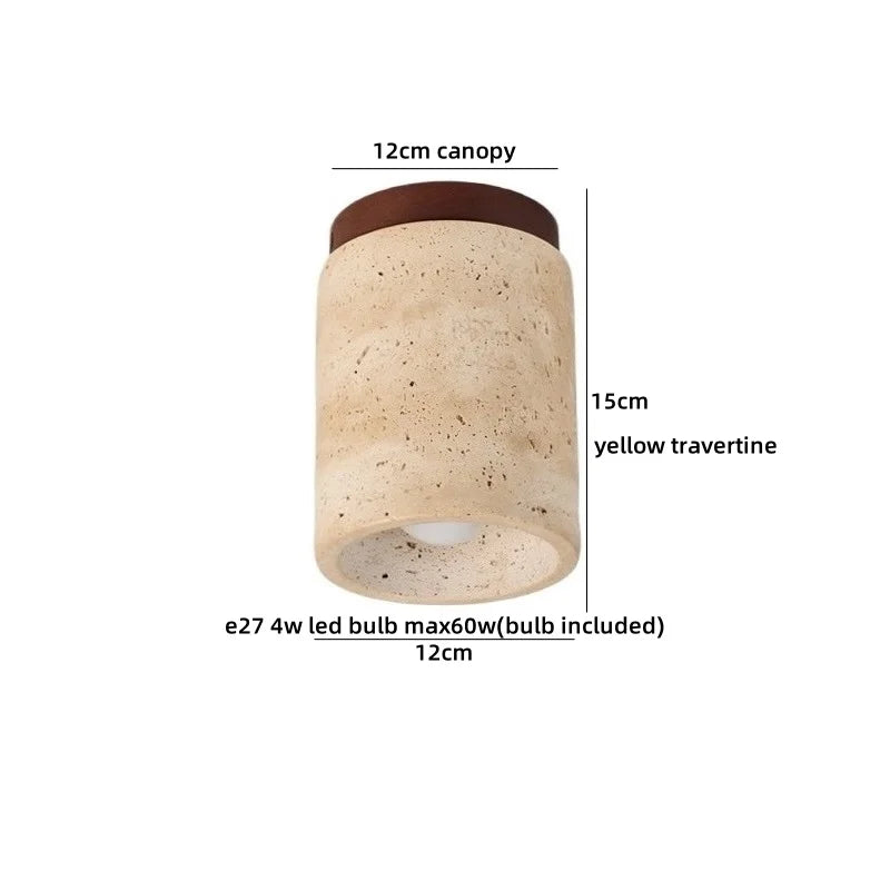 Helnys Yellow Travertine LED Ceiling Light for Home Decor, Indoor Kitchen Lamp