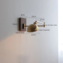 Helnys Ash Wood Canopy LED Wall Sconce Pull Chain Switch Rotate Bedroom Lamp