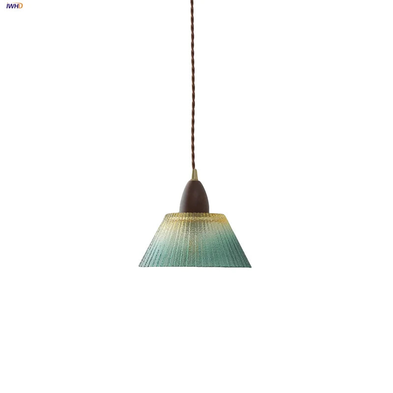 Helnys Nordic Green Glass LED Pendant Lamp for Modern Home Decor