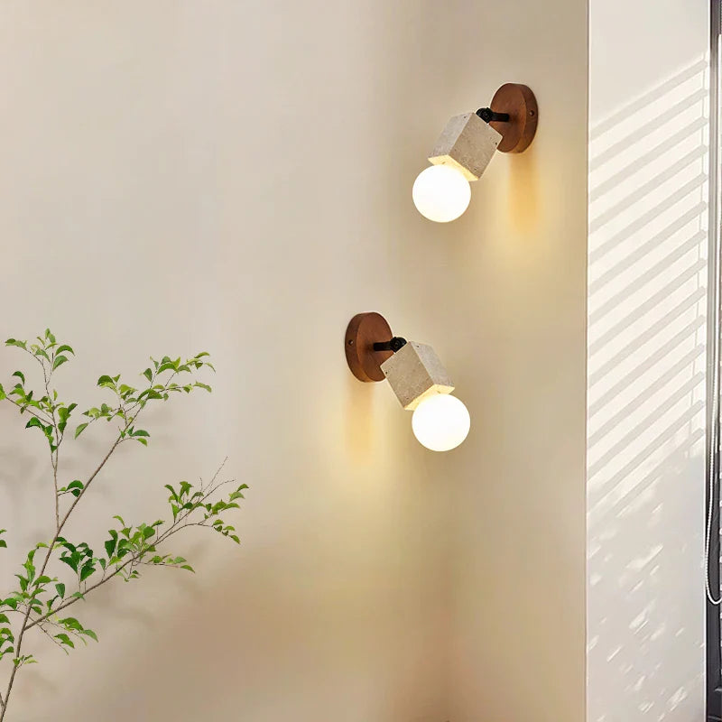 Helnys White Glass Ball LED Wall Sconce for Bedroom, Living Room & Stair Light