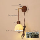 Helnys Adjustable LED Wall Light Fixture Ceramic Wood Base Bedside Lamp