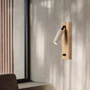 Helnys Stone Wood LED Wall Lamp Up Down Rotate Travertine Wall Light