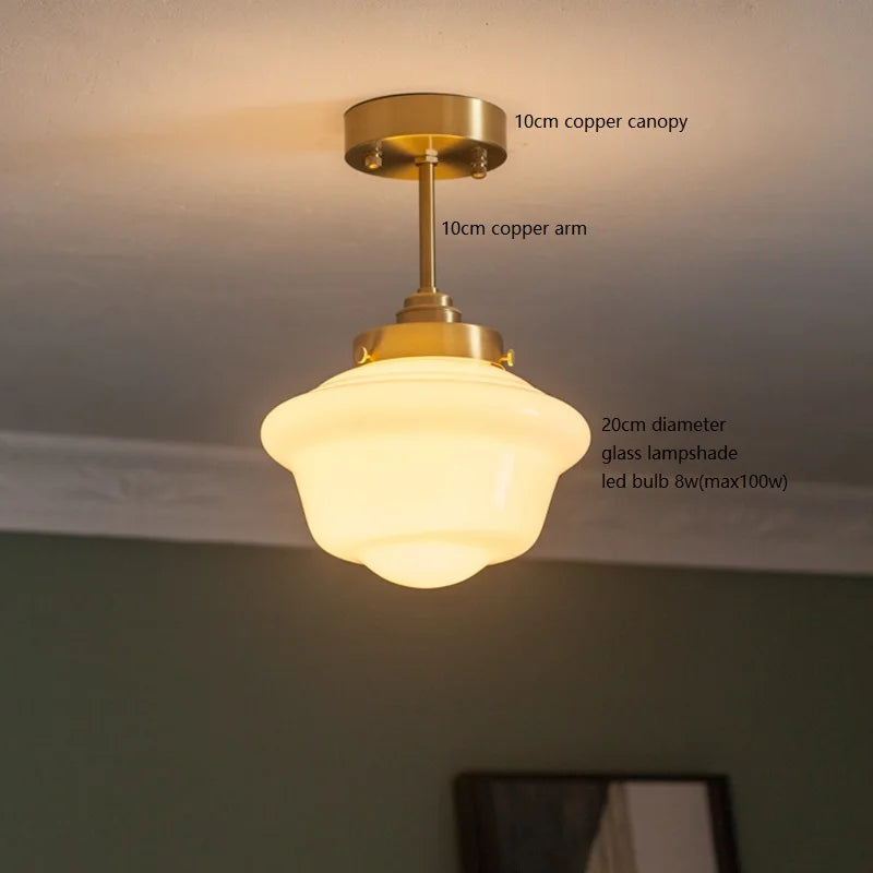 Helnys White Glass LED Pendant Lamp for Bathroom Bedroom Living Room
