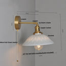 Helnys Nordic LED Wall Light Brass Bedside Lamp Chrome Pull Chain Switch
