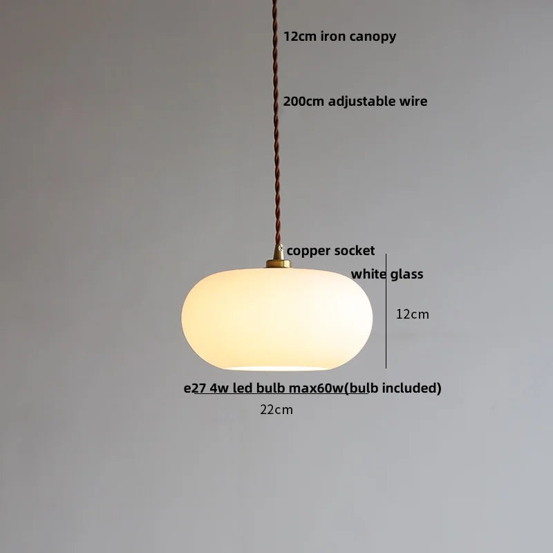 Helnys White Glass Copper LED Pendant Light Fixture - Modern Nordic Design