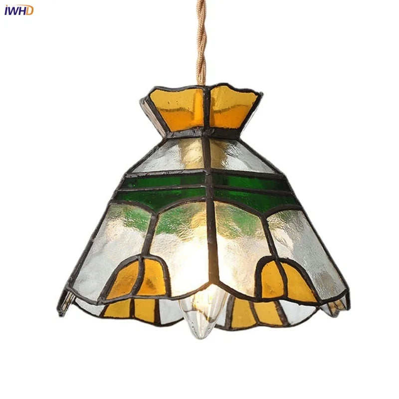 Helnys Glass Brass Pendant Lamp Adjustable LED Light for Kitchen Bar Balcony Loft