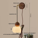 Helnys Amber LED Wall Lamp Walnut Wood Pull Chain Switch Applique Murale