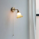 Helnys Flower Glass LED Wall Light Fixture, Vintage Up Down Rotate Bedside Lamp