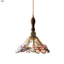 Helnys Tiffany Style Glass Flower LED Pendant Lamp Butterfly Hanglamp