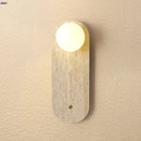 Helnys LED Wall Light Fixture Nordic Modern Yellow Travertine White Glass Bedside Lamp