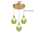 Helnys Wood LED Pendant Lamp Nordic Copper Glass Hanging Light