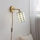 Helnys Vintage Glass Wall Sconce Blue White Art Shade LED Stair Bathroom Light