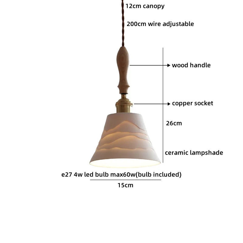 Helnys Ceramic Shade Copper LED Pendant Light - Modern Nordic Hanging Lamp