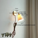Helnys Globe White Ceramic LED Wall Sconce with Pull Chain Switch & Rotate Copper Mirror Light