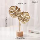 Helnys Nordic Gold Ginkgo Leaf Sculpture for Luxury Home Decor