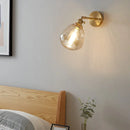 Helnys Clear Glass LED Wall Lights Bedside Sconce Rotate Copper Socket Mirror Light