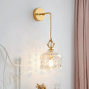 Helnys Nordic Crystal Glass Wall Sconce LED Light Fixture Antique Brass Gold Bedroom Lamp