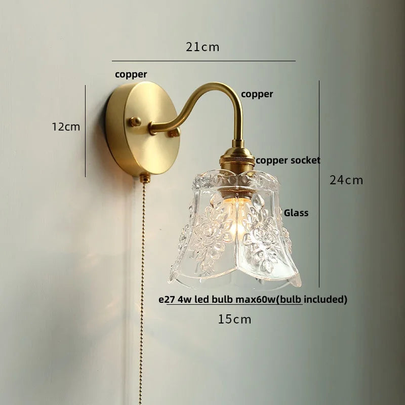 Helnys Crystal LED Wall Sconce Brass Mirror Light
