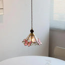 Helnys Butterfly Pink LED Pendant Lamp, Nordic Modern Walnut Wood Glass Hanging Light