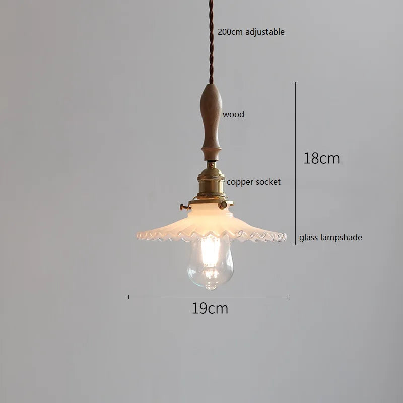 Helnys Copper Ceramic LED Pendant Lamp with Wood Handle