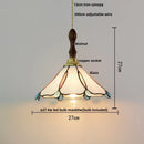 Helnys Tiffany Glass Pendant Lights Vintage Walnut Wood LED Hanging Lamp
