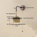 Nordic Modern Copper Wood LED Wall Light by Helnys | Yellow Travertine Stone Bedside Lamp