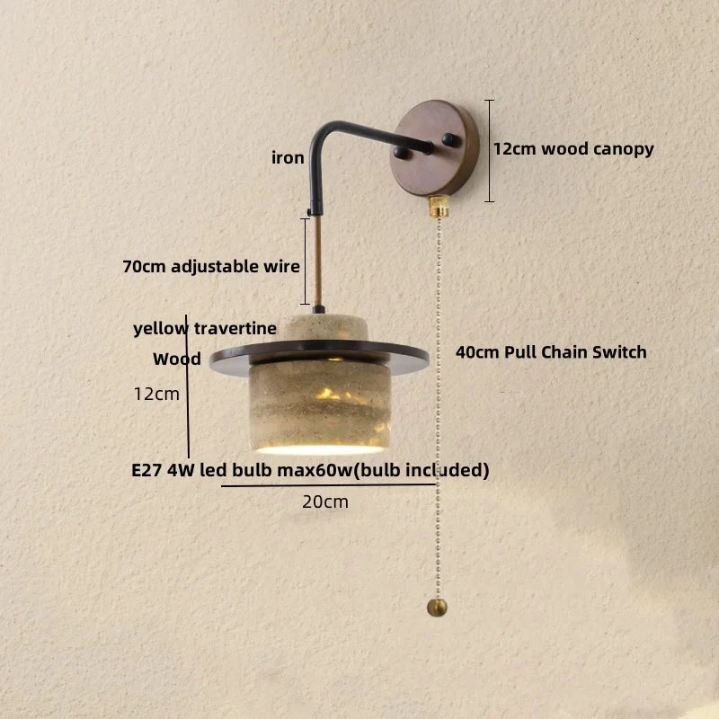 Nordic Copper LED Wall Light by Helnys - Modern Design with Pull Chain Switch